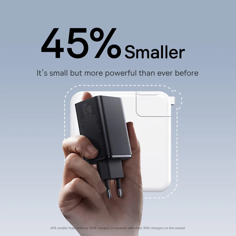 【New Sale】Baseus 65W USB C Charger GaN Charger Support QC PD Charge Portable Fast Charger For iPhone 17 16 15 Laptop Charger