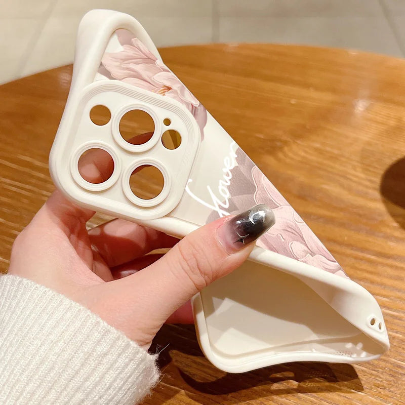 Case For iPhone 16 15 14 13 12 11 Pro Max Beautiful Flower Silicone TPU Phone Cover For iPhone 15 Cases