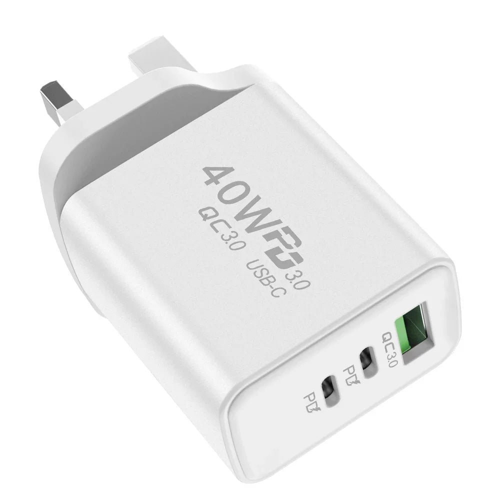 USB C Charger 40W Type-C PD Mobile Phone Fast Charging High Speed Quick Charge 3.0 Wall Charger Multiple Ports for iPhone Xiaomi