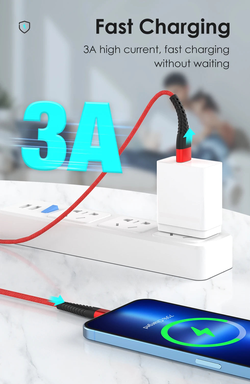 USB Cable For iPhone 14 13 12 11 Pro Max 6 6s 7 8 Plus XS X XR SE iPad 3A Fast Charging Phone Data Sync Wire Cord 0.25M 1M 2M 3M