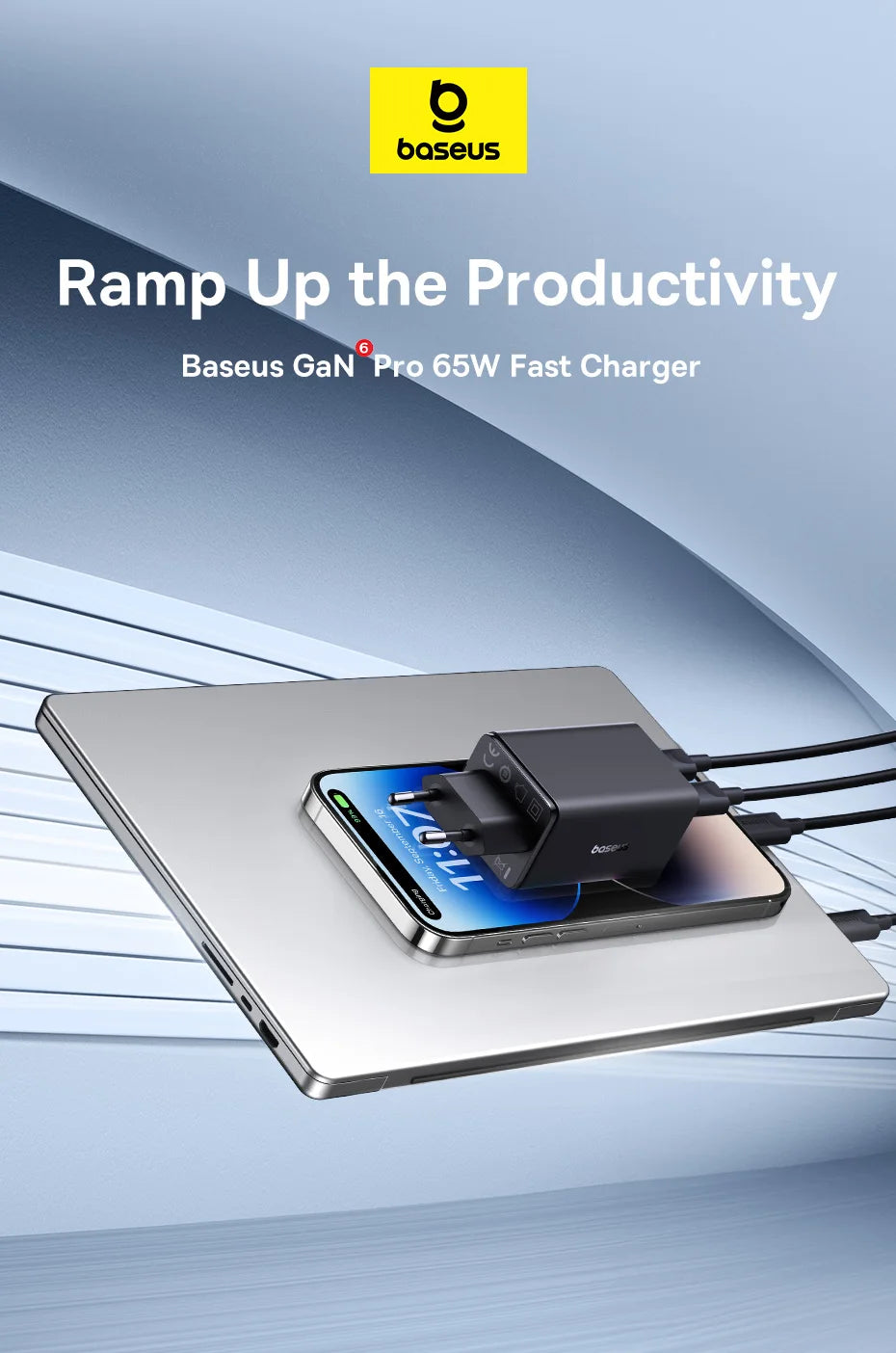 【New Sale】Baseus 65W USB C Charger GaN Charger Support QC PD Charge Portable Fast Charger For iPhone 17 16 15 Laptop Charger