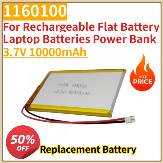 1160100  High Capacity 10000mah 3.7V Thickness 11mm Lipo Battery for Rechargeable Flat Battery Laptop Batteries Power Bank