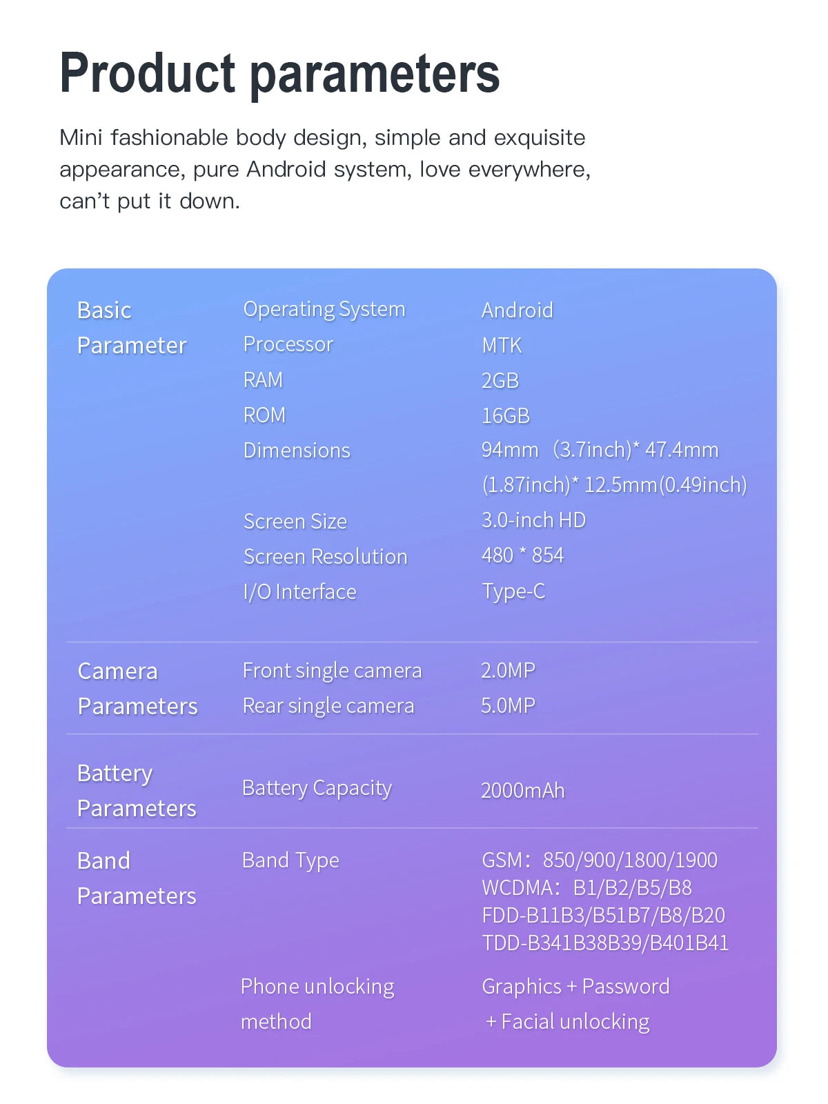 2024 New SERVO KING8000 Mini Smartphone Android 4G LTE Global GPS 3" Display 5MP Camera WIFI Small Mobile Phones 2000mAh Battery