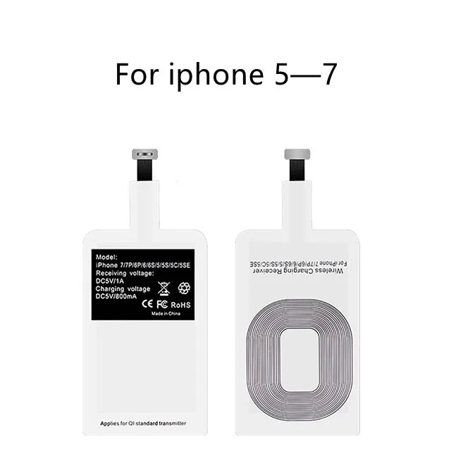 Wireless Charger Receiver Support Type C/Micro USB/8 pin Fast Wireless Charging Adapter For iPhone 7 6 5 Android Wireless Charge